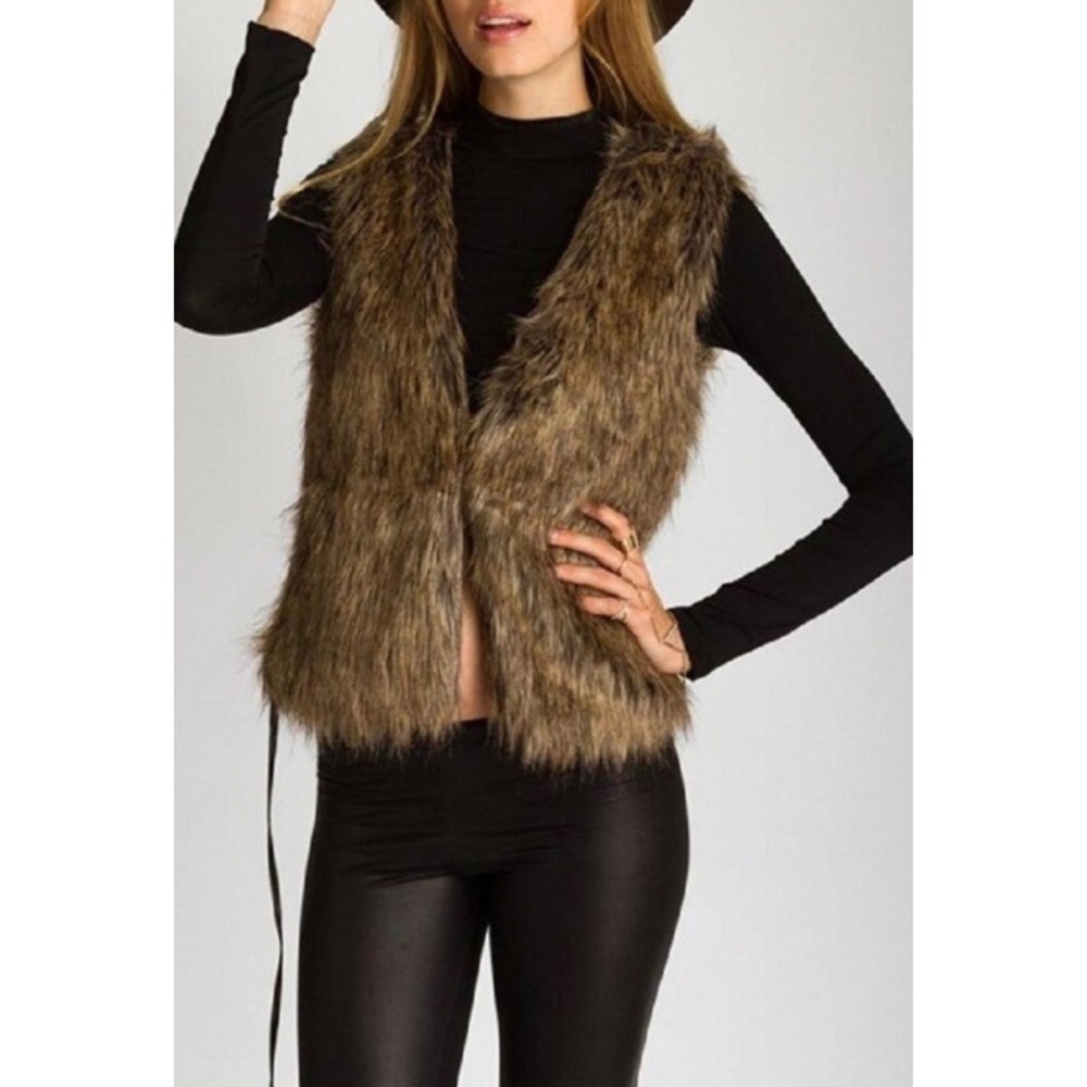 Brown Faux Fur Vest